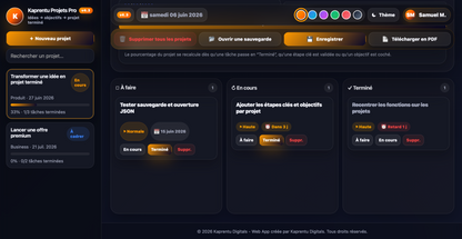 Kaprentu Projets Pro V4.3 - Application WEB Gestion de Projets Pro & Perso (PC/MAC)