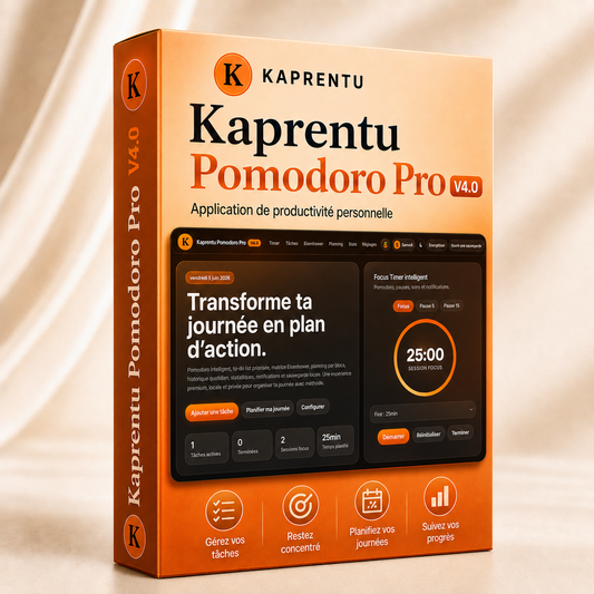 Kaprentu Pomodoro Pro V4.0 - Application Web de Productivité Personnelle (PC/MAC)