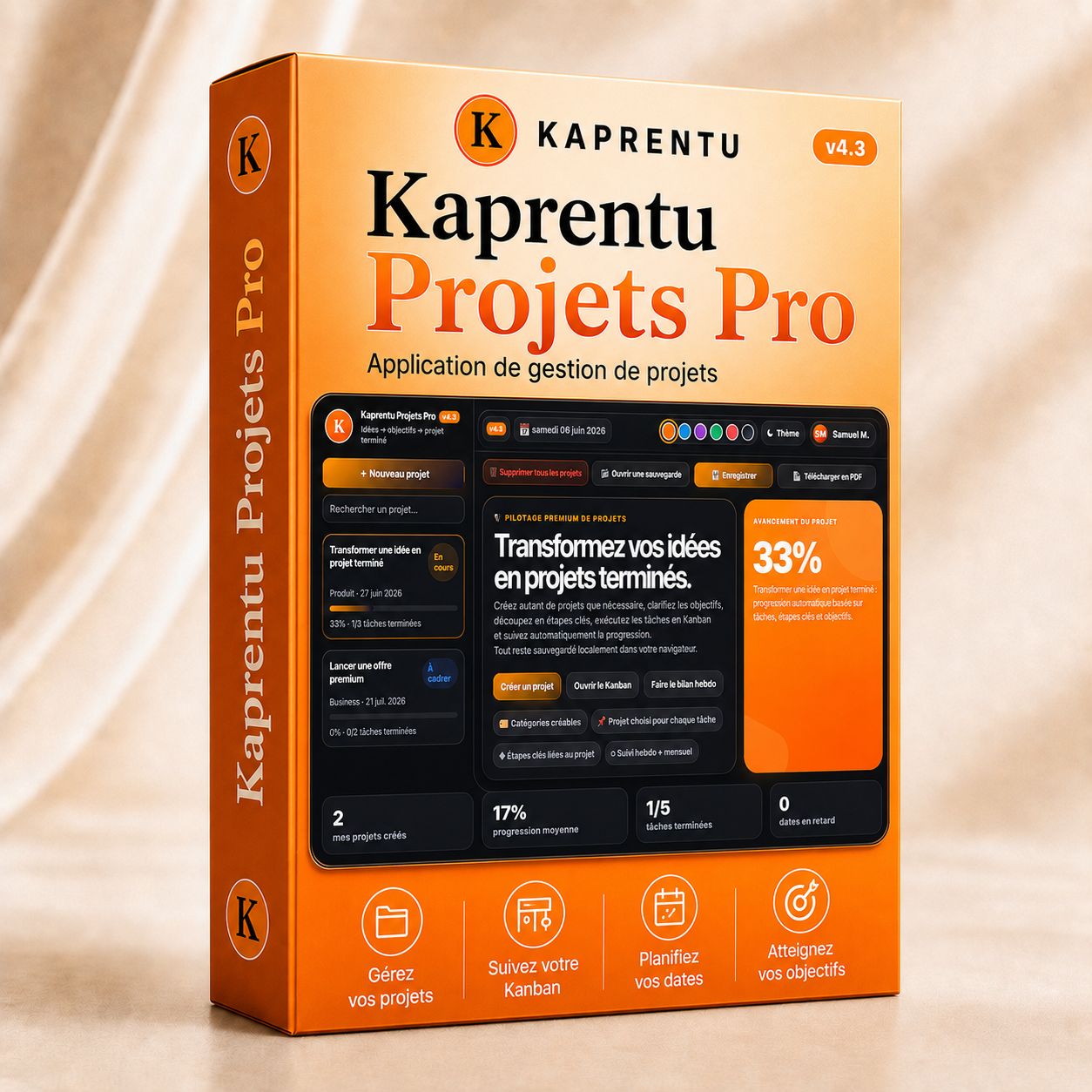 Kaprentu Projets Pro V4.3 - Application WEB Gestion de Projets Pro & Perso (PC/MAC)