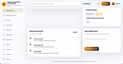 Kaprentu Agenda Pro V2.1 - Application WEB d’organisation Pro & Perso (PC/MAC)