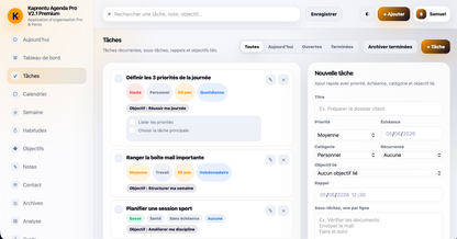 Kaprentu Agenda Pro V2.1 - Application WEB d’organisation Pro & Perso (PC/MAC)
