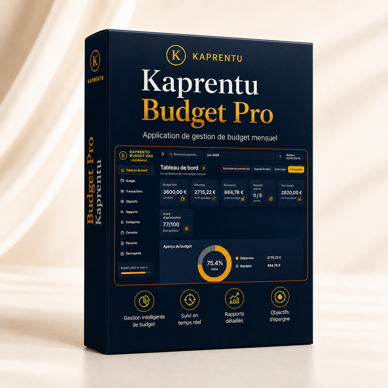 Kaprentu Budget Pro v5.0 - Application WEB Gestion de budget mensuel (PC/MAC)