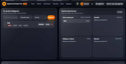Kaprentu Pomodoro Pro V4.0 - Application Web de Productivité Personnelle (PC/MAC)