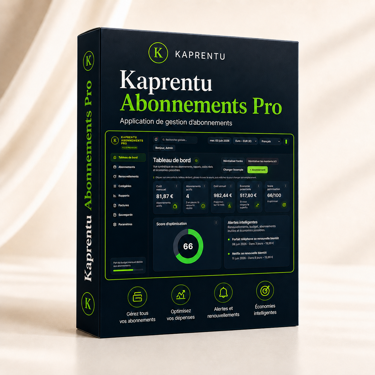 Kaprentu Abonnements Pro v3.0 - Application WEB Gestion de suivis d’abonnements (PC/MAC)