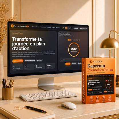 Kaprentu Pomodoro Pro V4.0 - Application Web de Productivité Personnelle (PC/MAC)